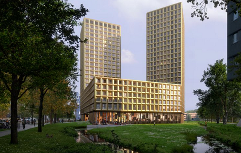 Feest op de bouwplaats van High Five